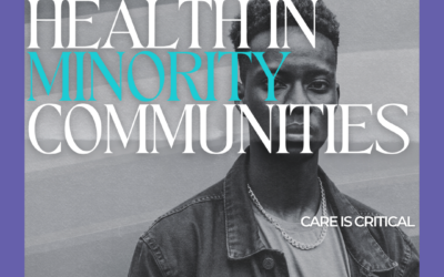 Promotional graphic for the blog 'Mental Health in Minority Communities' by Bianca Williams, MFT. The image features a young African American man with a serious expression, wearing a denim jacket. The text on the image includes the blog title and 'Care is Critical,' along with the Council for Relationships logo.