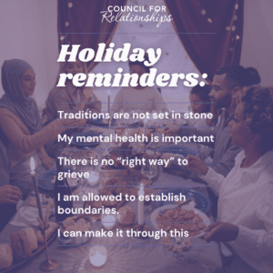 Infographic grieving during the holidays reminders 1 traditions are not set in stone. 2 my mental health is important. 3. there is no "right way" to grieve. 4 i am allowed to establish boundaries and 6 i can make it through this